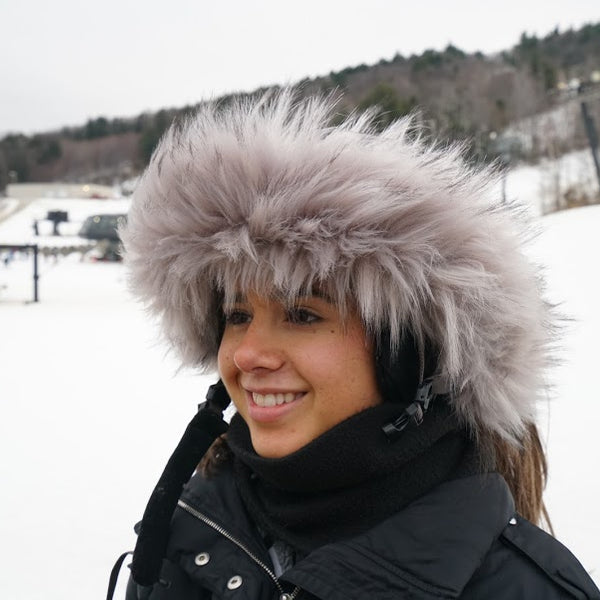 Steel Gray Faux Fur Ski Helmet Cover – Halo