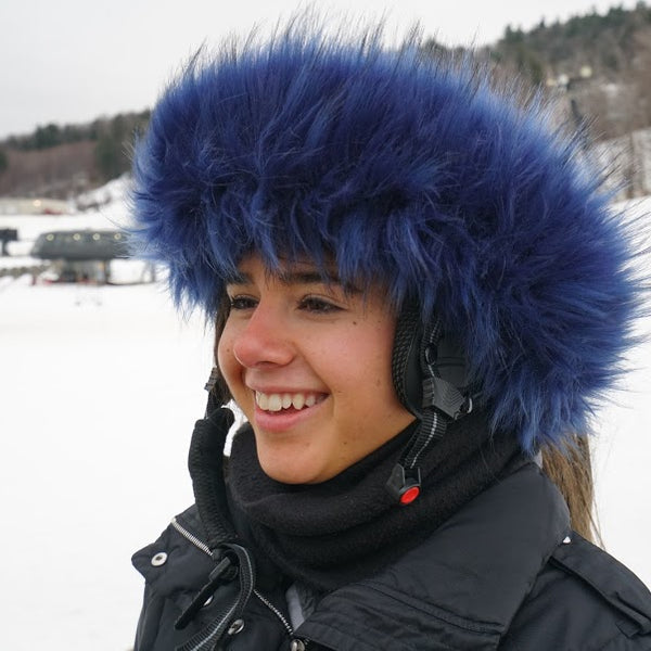 Midnight Blue Faux Fur Ski Helmet Cover – Halo