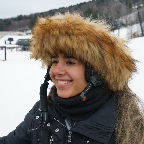 Natural Brown Faux Fur Ski Helmet Cover – Halo