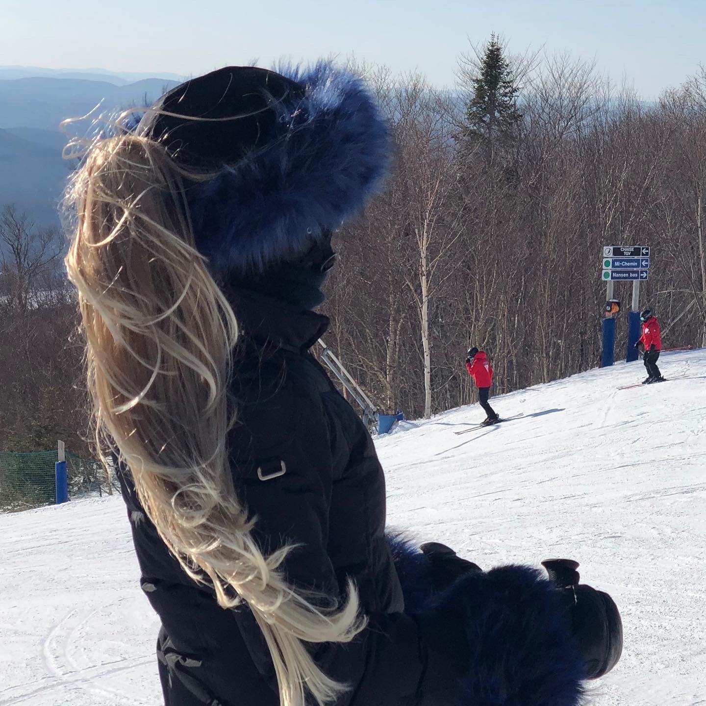 Midnight Blue fur ski helmet cover - Halo - Burrfur