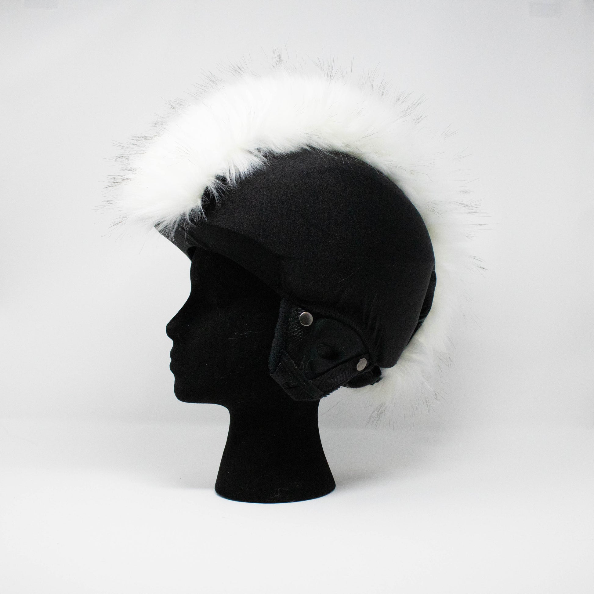 Snow white Faux Fur ski Helmet Cover BurrFur -Mohawk - Burrfur