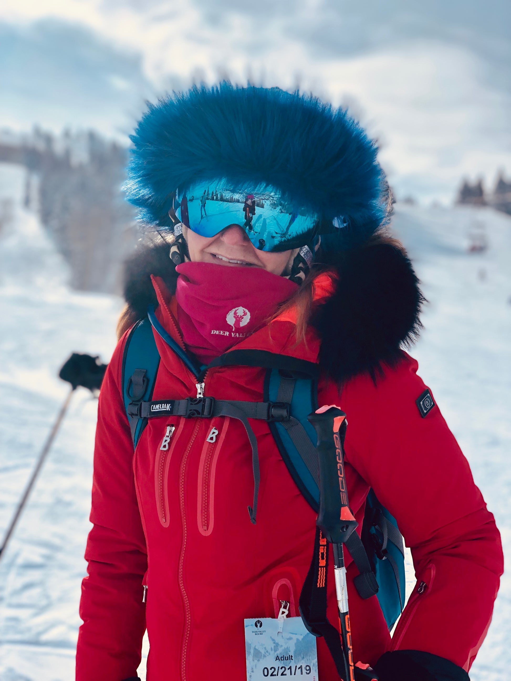 Midnight Blue fur ski helmet cover - Halo - Burrfur