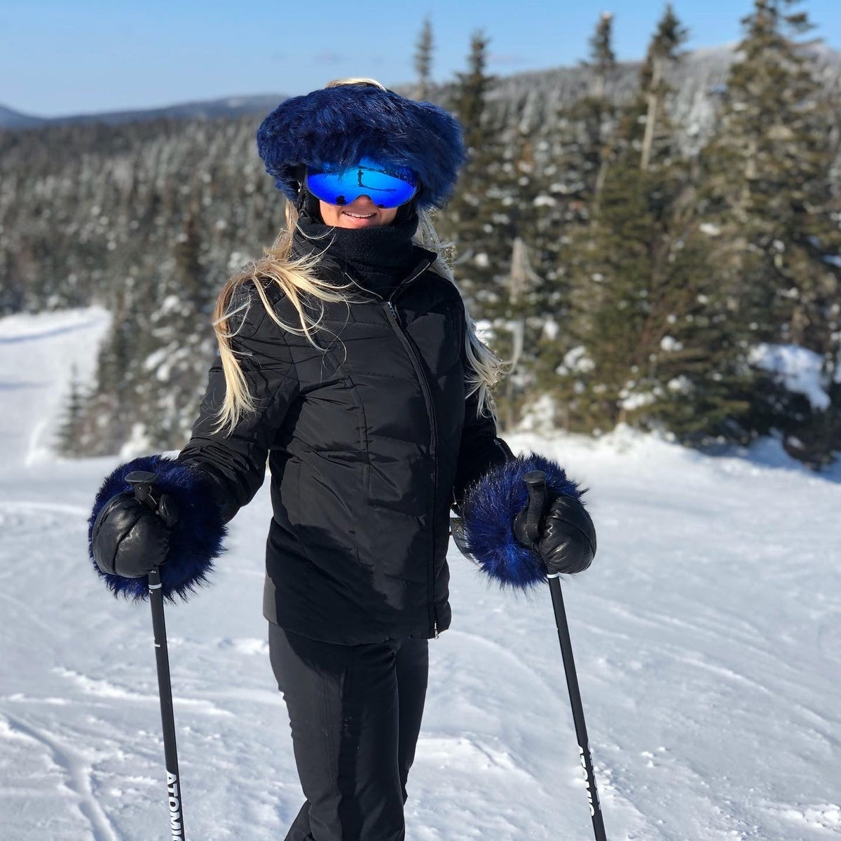 Midnight Blue Faux Fur Ski Helmet Cover – Halo