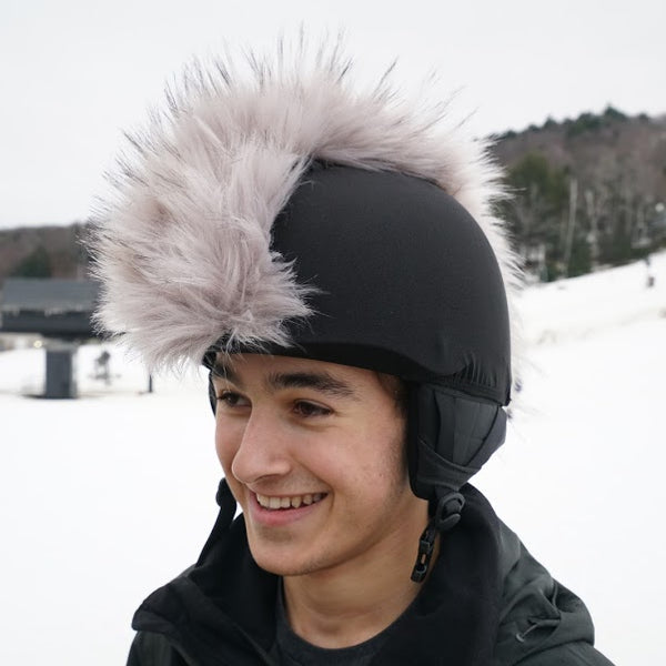 Steel Gray Faux Fur Ski Helmet Cover – Mohawk