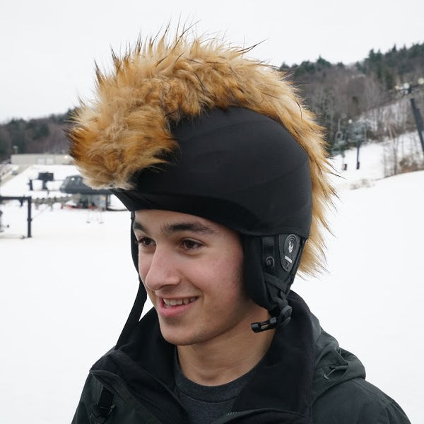 Natural Brown Faux Fur Ski Helmet Cover – Mohawk