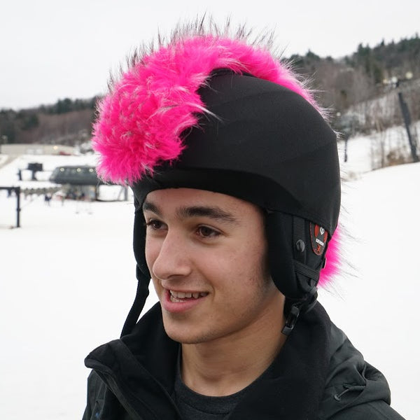 Crazy Pink Faux Fur Ski Helmet Cover – Mohawk