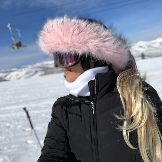 Pretty in Pink Faux Fur Ski Helmet Cover – Halo