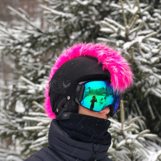 Crazy Pink Faux Fur Ski Helmet Cover – Mohawk