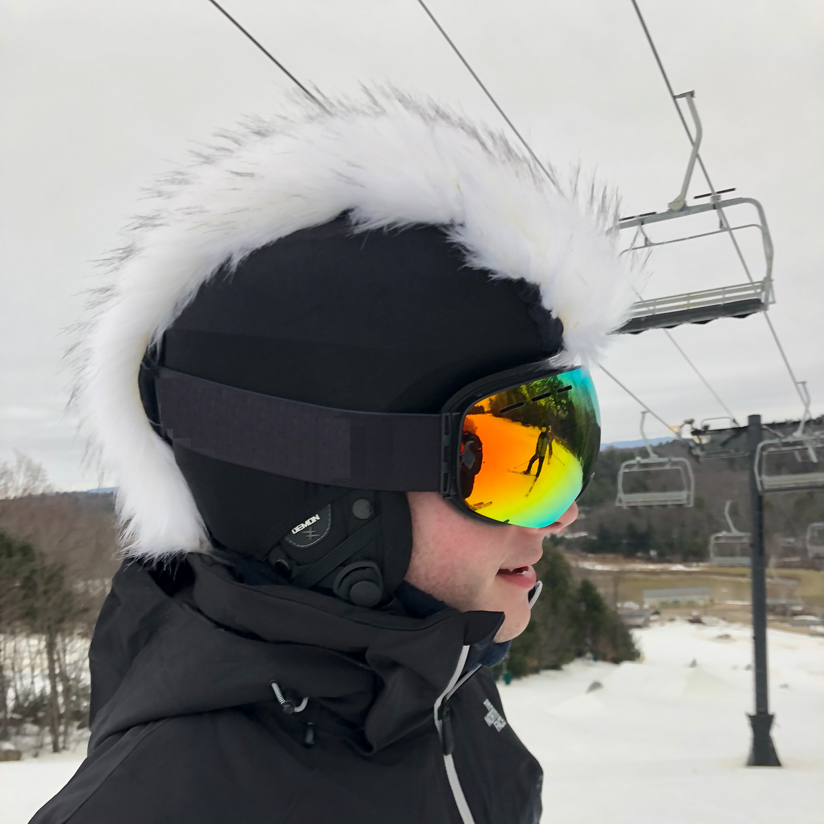 Snow White Faux Fur Ski Helmet Cover – Mohawk