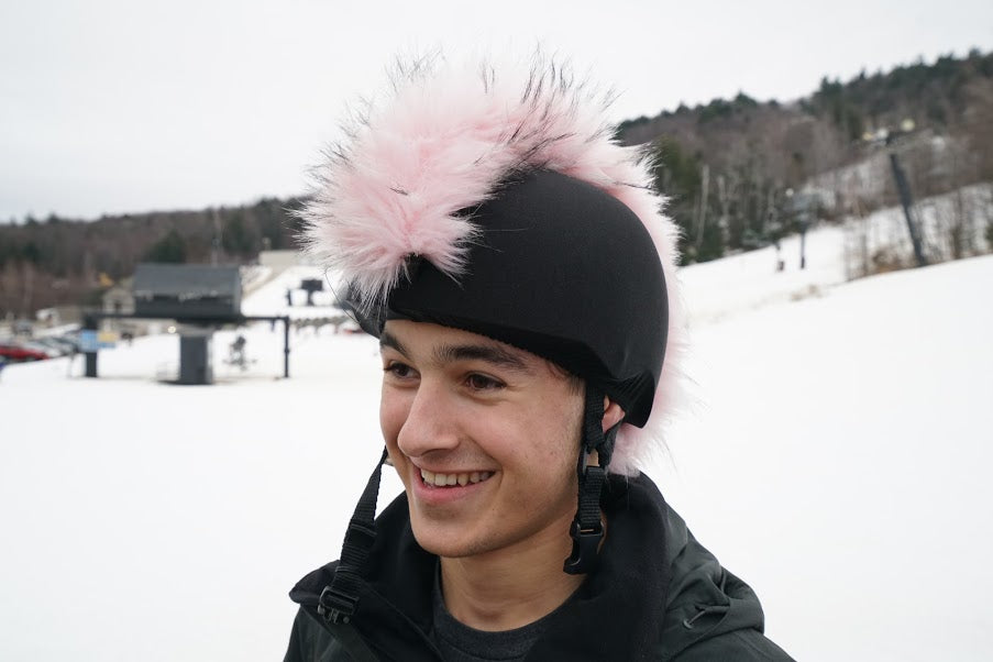 Pretty in Pink fur ski helmet cover - Mohawk - Burrfur