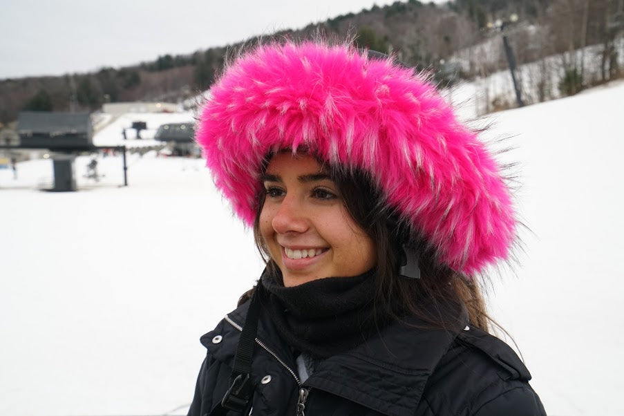 Crazy Pink fur ski helmet cover - Halo - Burrfur