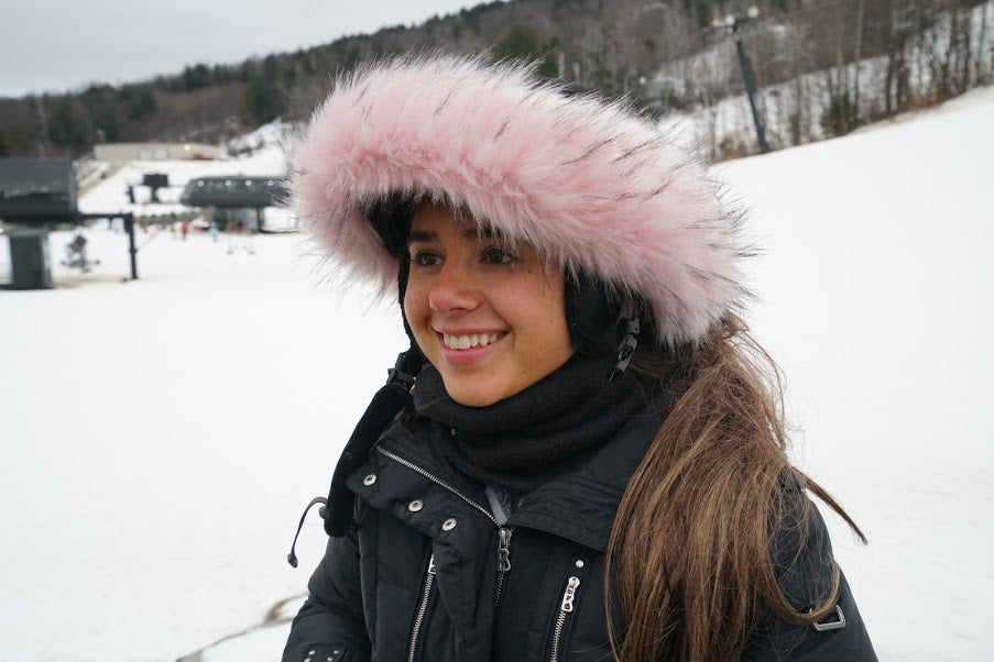 Pretty in Pink fur ski helmet cover - Halo - Burrfur