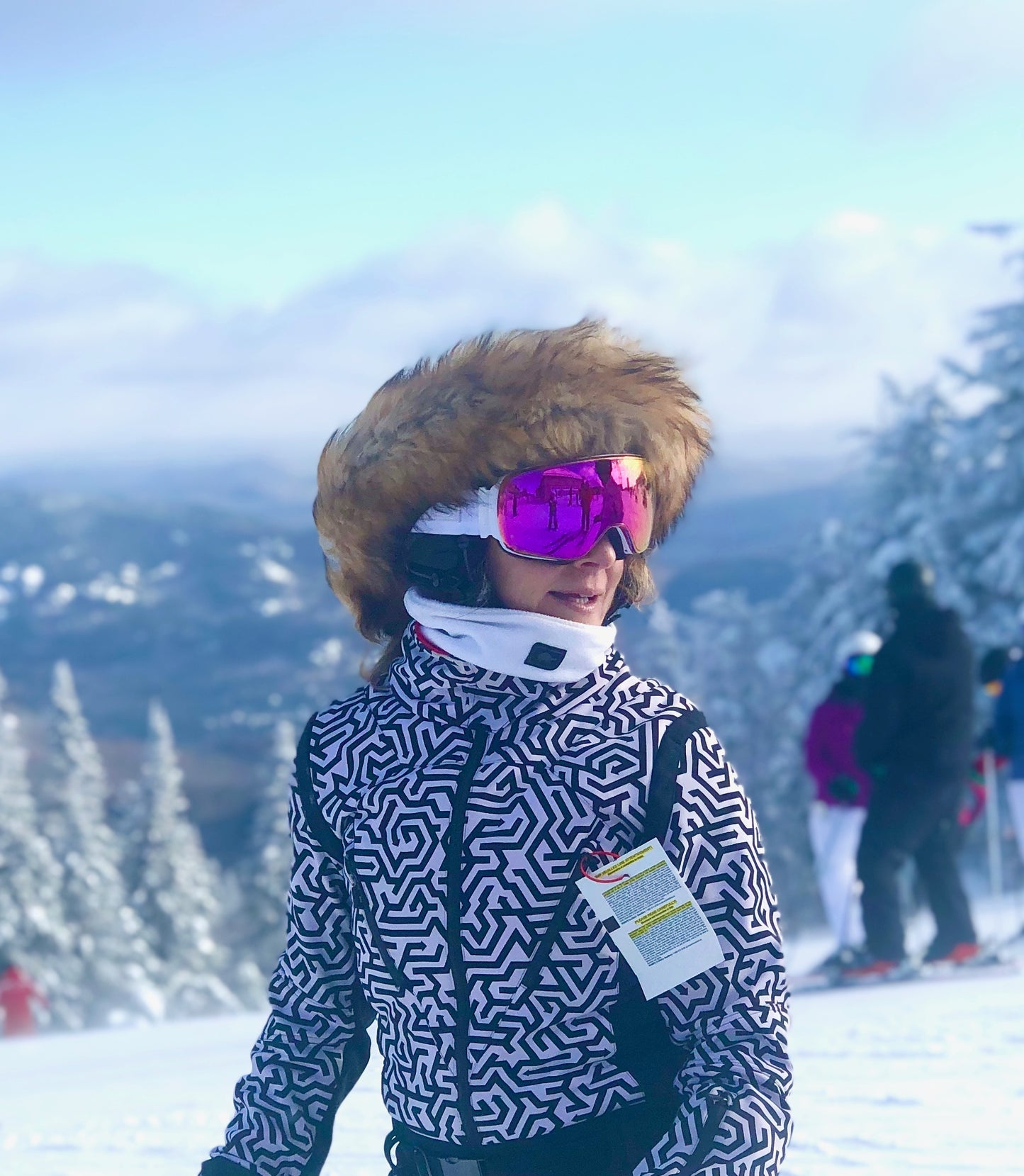 Natural brown fur ski helmet cover - Halo - Burrfur