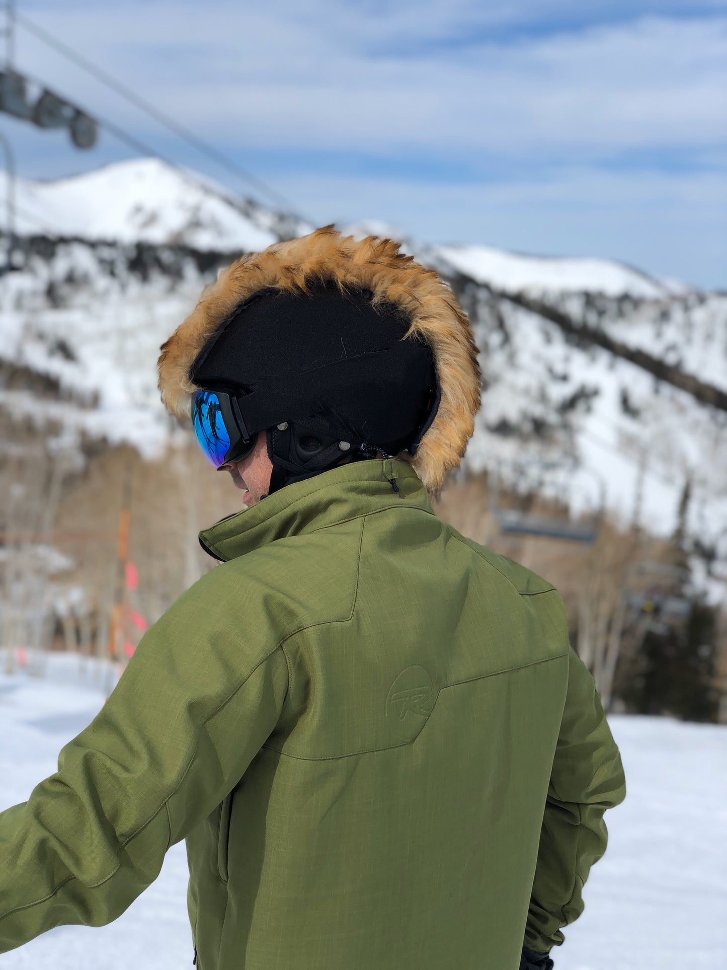 Natural brown  fur ski helmet cover - Mohawk - Burrfur