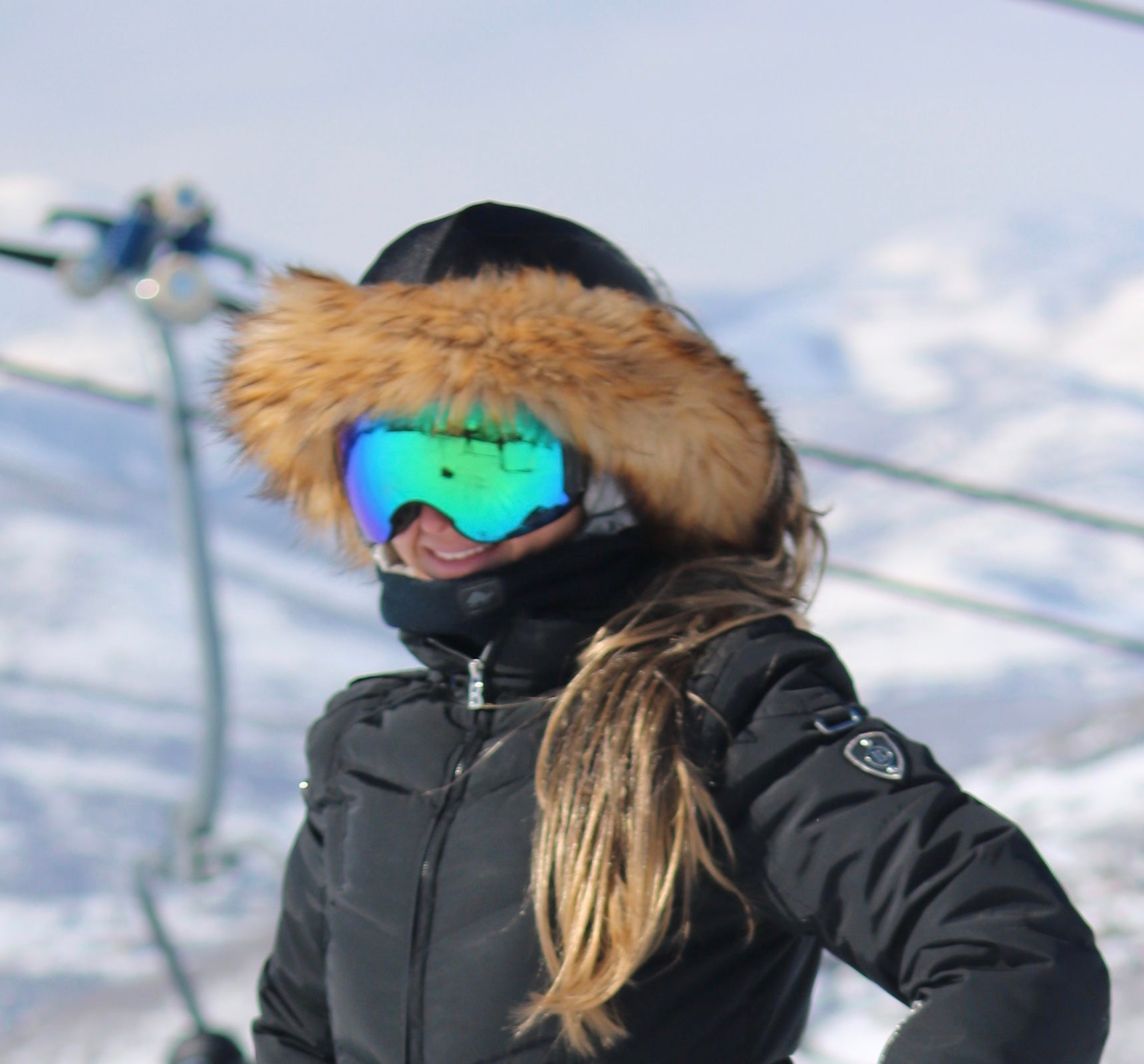 Natural brown fur ski helmet cover - Halo - Burrfur