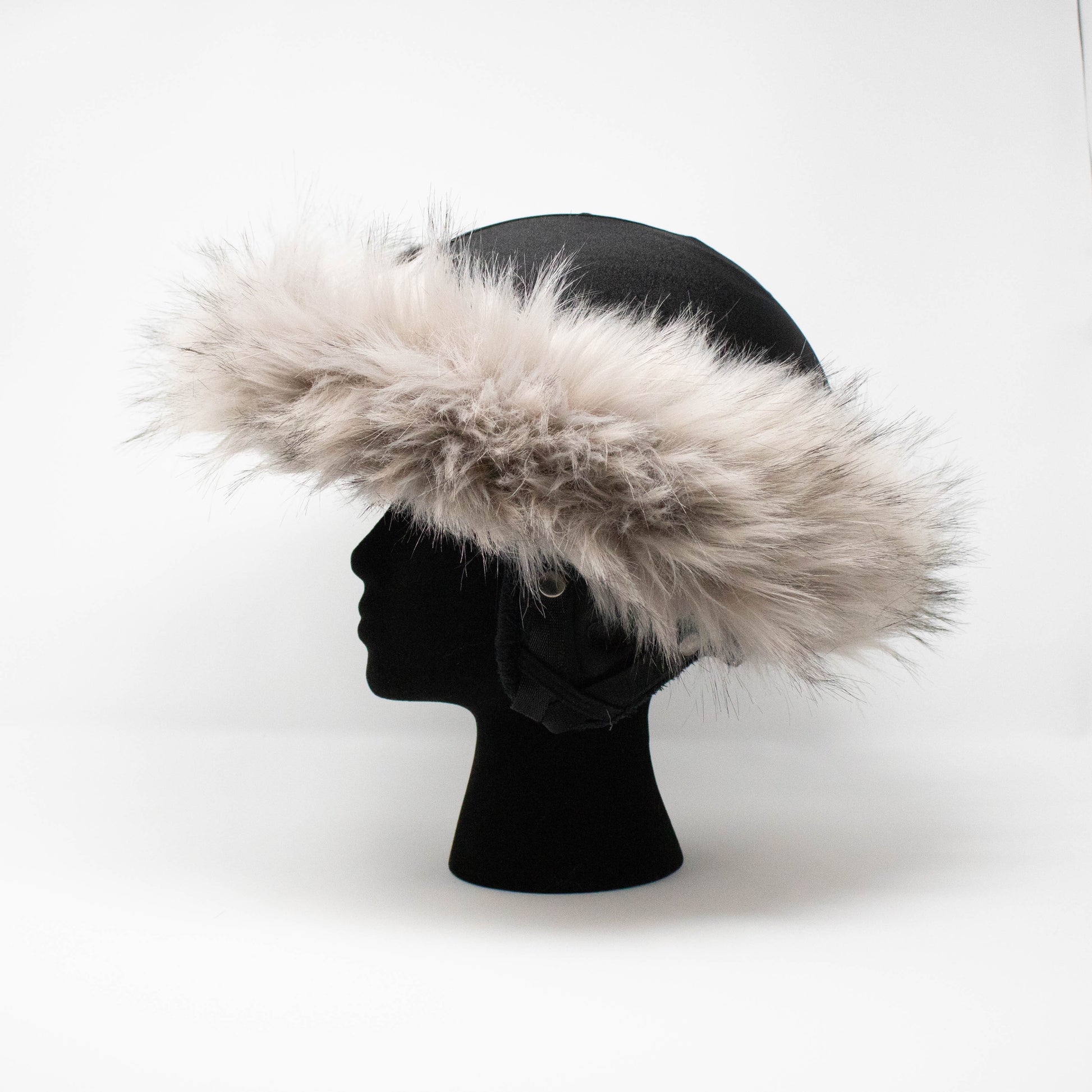 Steel Gray  fur ski helmet cover -Halo - Burrfur