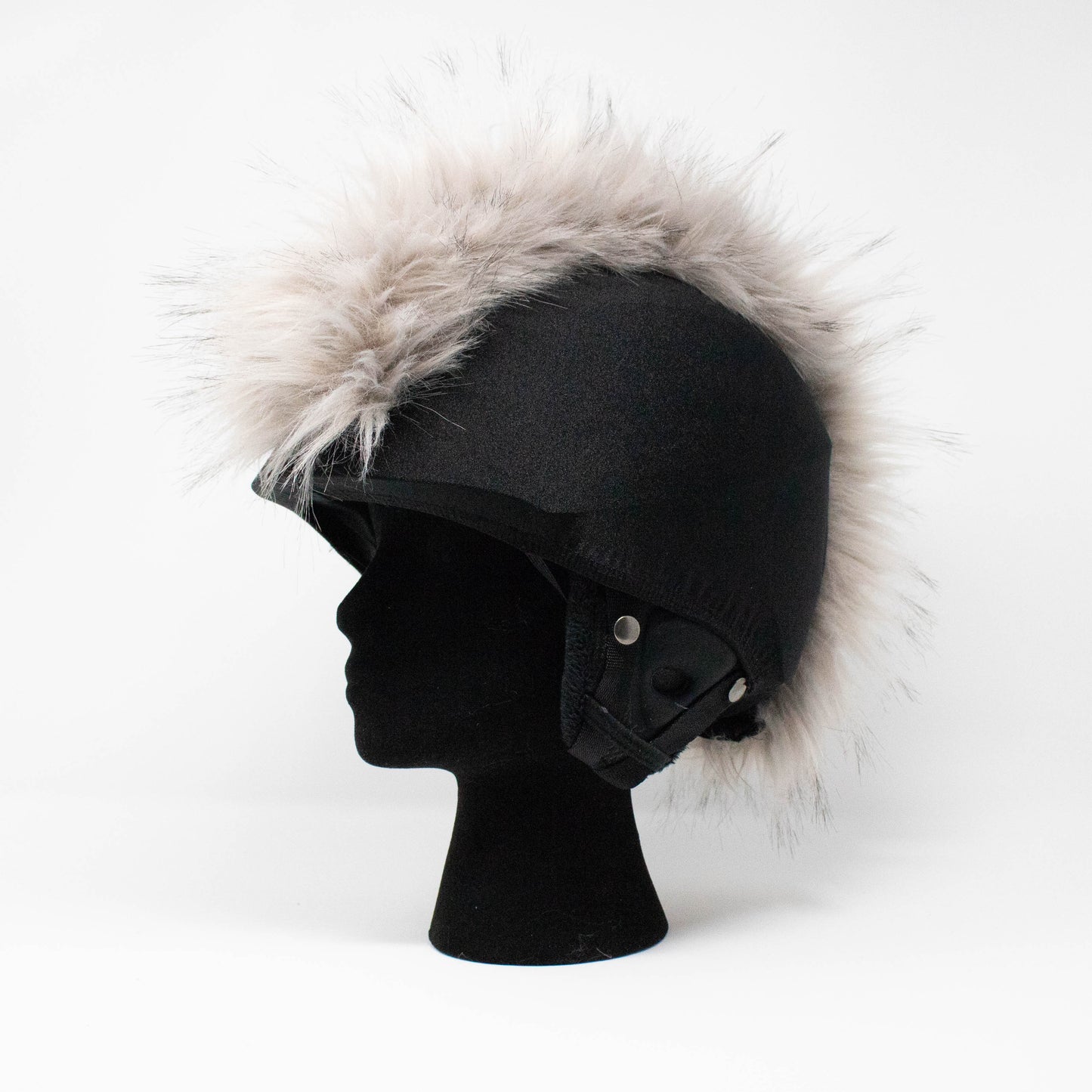 Steel Gray Faux Fur ski Helmet Cover  BurrFur -Mohawk - Burrfur