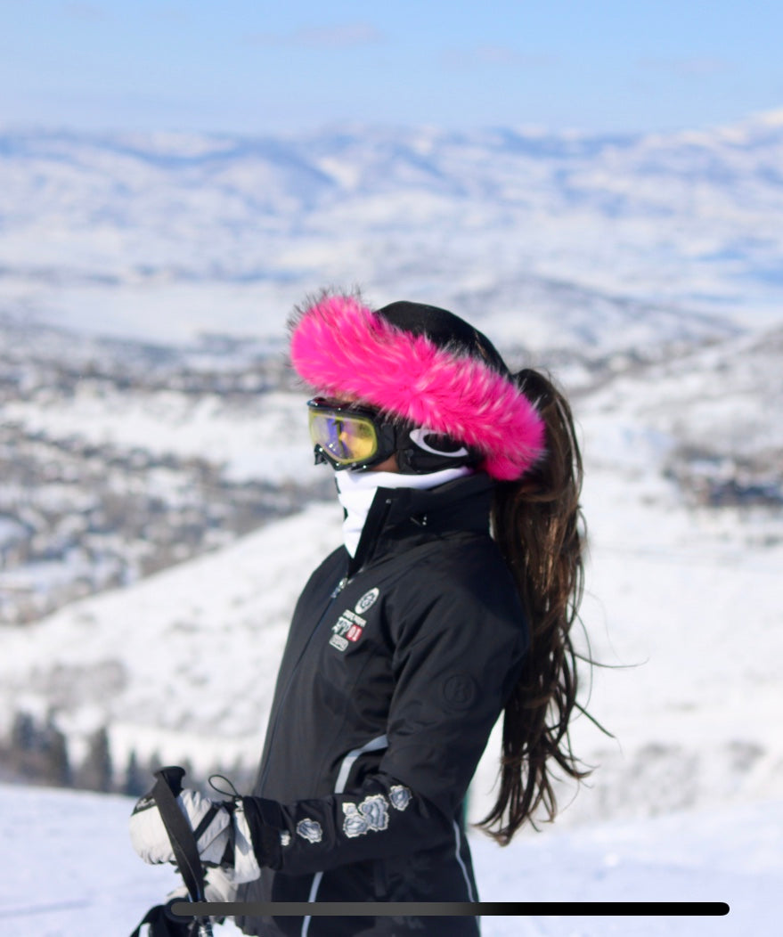 Crazy Pink fur ski helmet cover - Halo - Burrfur