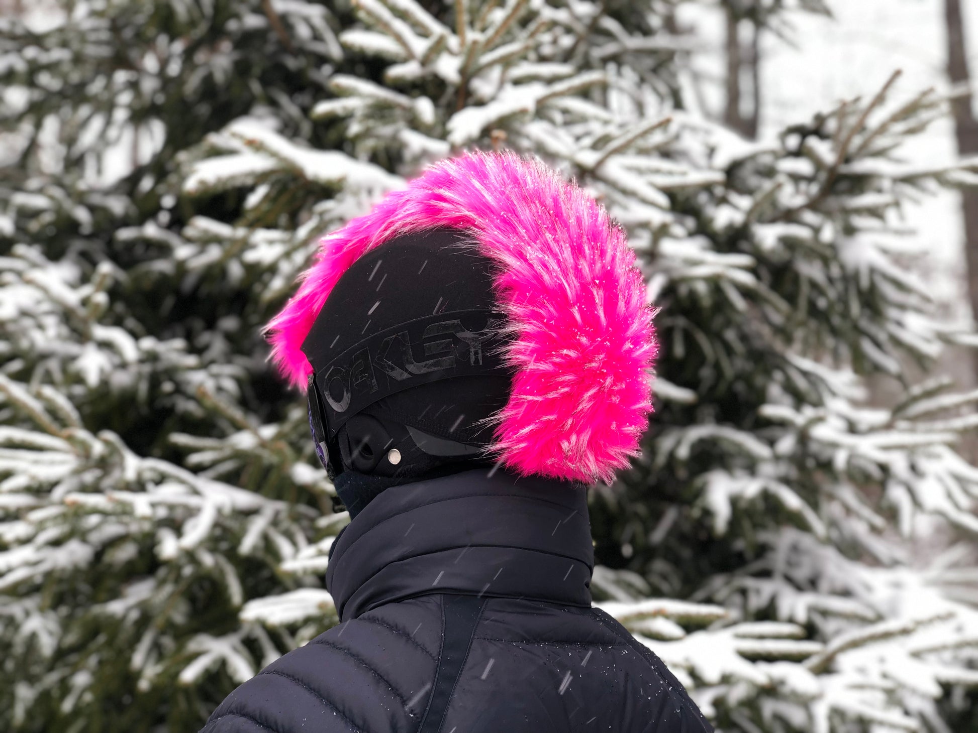 Crazy hot pink Faux Fur ski Helmet Cover  BurrFur - Mohawk - Burrfur