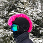 Crazy hot pink Faux Fur ski Helmet Cover  BurrFur - Mohawk - Burrfur