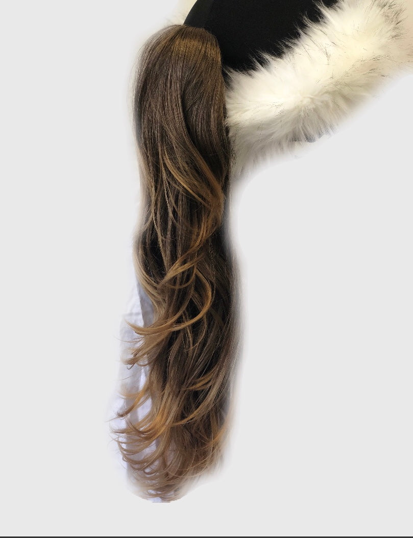 BRUNETTE with BLONDE high lights PONYTAIL - Burrfur