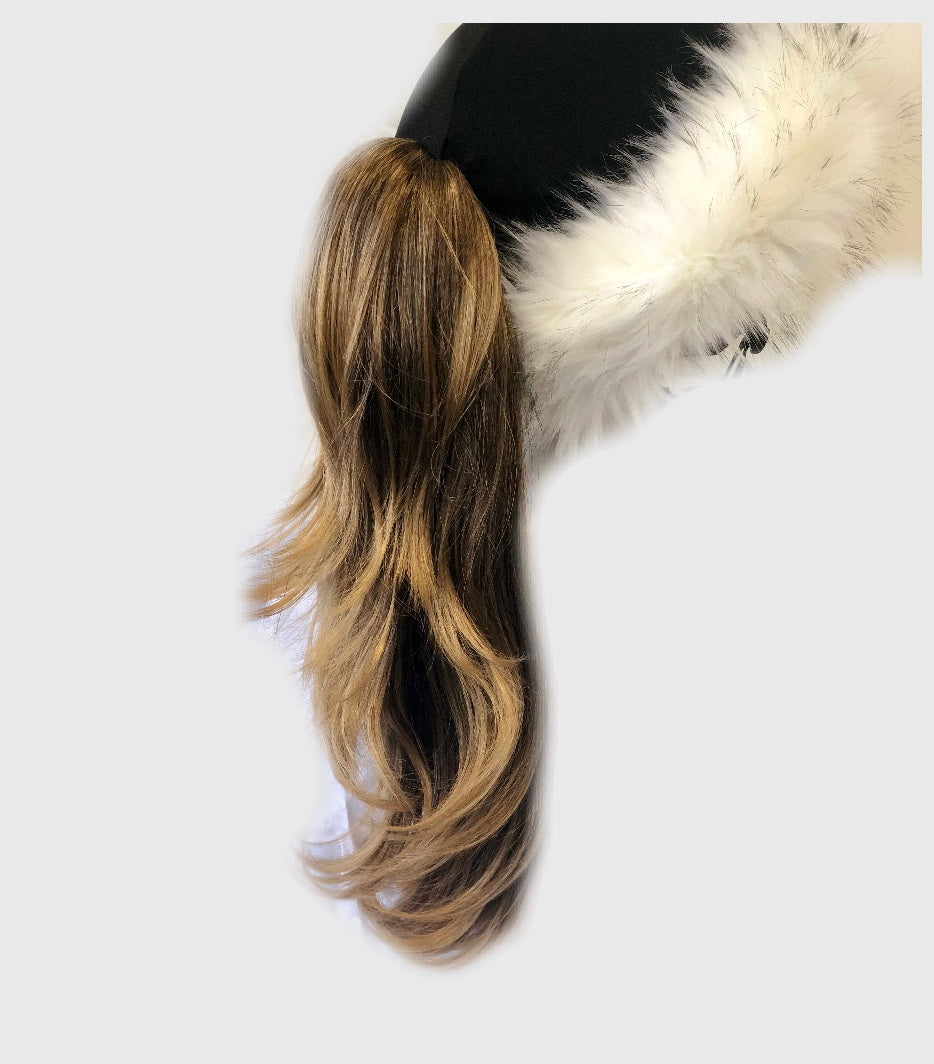 BRUNETTE with BLONDE high lights PONYTAIL - Burrfur